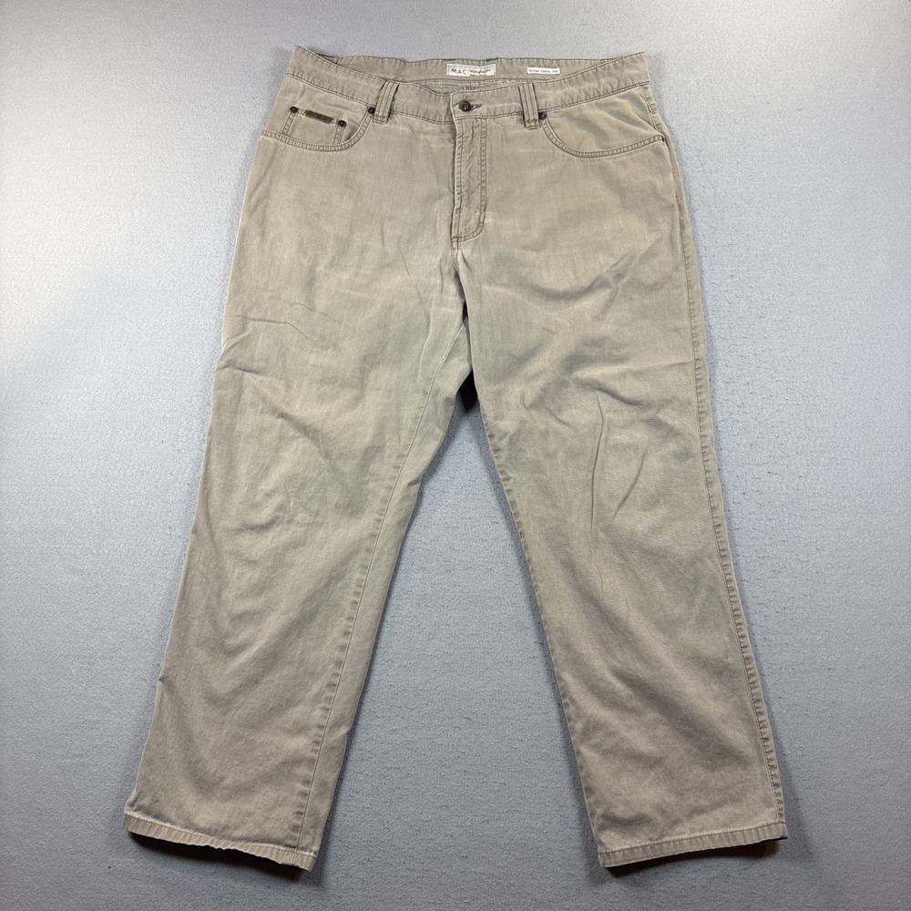 MAC Jeans Mens 40x34 Brad‎ Khaki Stretch Denim Straight Regular Fit